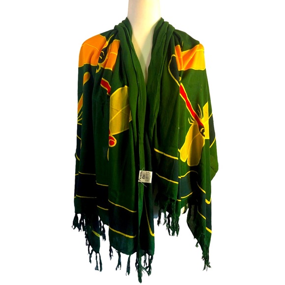Pareos, Etc. Batik Dragonfly Large Rayon Convertible Wrap Cover Up - Picture 1 of 13